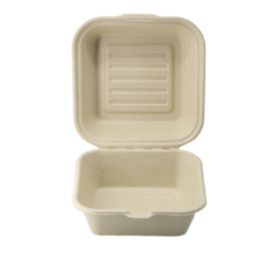 Fiber burgerboks med hÃ¦ngsellÃ¥g,13 x 13 x 8 cm