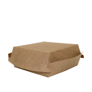 2-delt burgerboks, 13 x 13 x 3 cm.